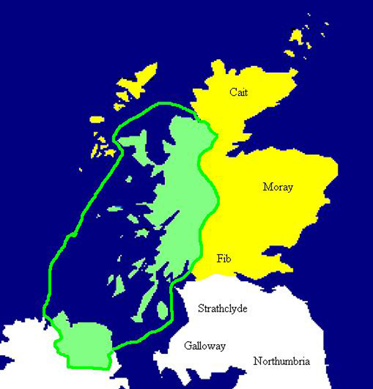 09 Dalriada (in Green with Pictland in Yellow)(Wikipedia)