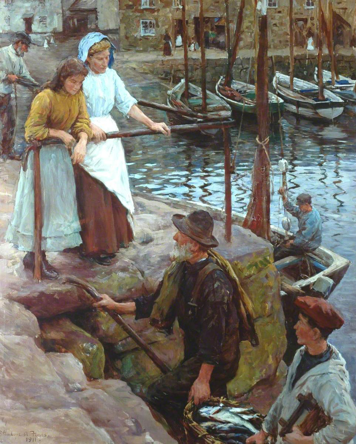 016-Stanhope-Forbes---The-Old-Pier-Steps--(1911)-Bradford-Museums-and-Galleries
