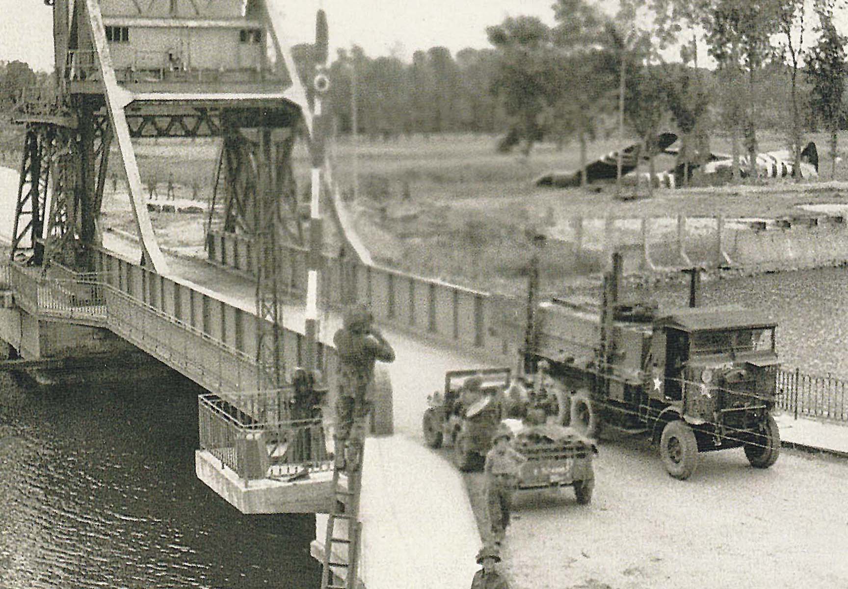 07 Pegasus Bridge after capture (Scanned from a postcard, the original is in the private collection of Arlette Gondree)